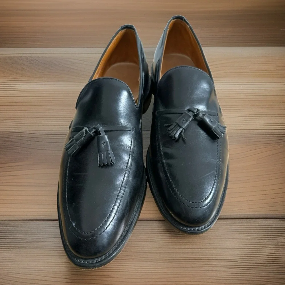 Allen Edmonds Grayson Black Leather Tassel Loafers Mens 15 B Hand Crafted 8217